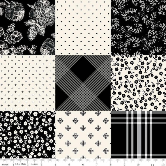 Fleur Noire- 1/2 Yard Increments, Cut Continuously (CH12529 Cheater Print) by My Minds Eye for Riley Blake Designs