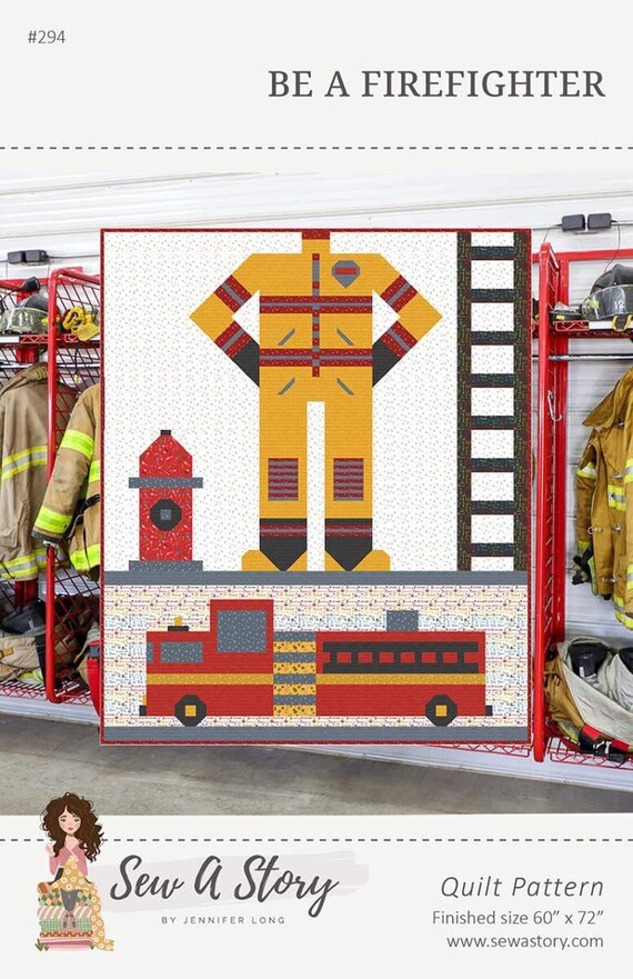 Be A Firefighter Quilt Pattern 60"x72" (P177-Firefighter) by Jennifer Long #294