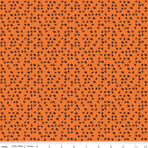 Beggar's Night - 1/2 Yard Increments, Cut Continuously (C14504 Stars Orange) by Sandy Gervais for Riley Blake Designs