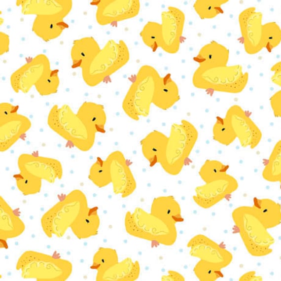 Darling Duckies - 1/2 Yard Increments, Cut Continuously (29713-Z Tossed Rubber Ducks) by Turnowsky for QT Fabrics