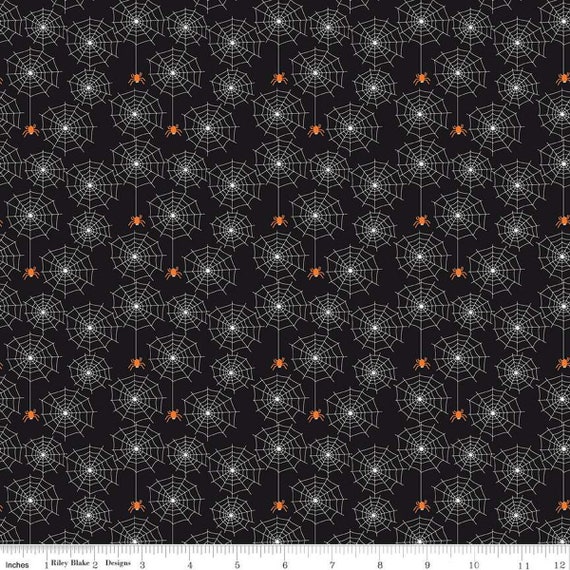 Beggar's Night - 1/2 Yard Increments, Cut Continuously (GC14502 Spiderwebs Black Glow in the Dark) by Sandy Gervais for Riley Blake Designs