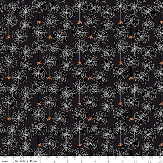 Beggar's Night - 1/2 Yard Increments, Cut Continuously (GC14502 Spiderwebs Black Glow in the Dark) by Sandy Gervais for Riley Blake Designs