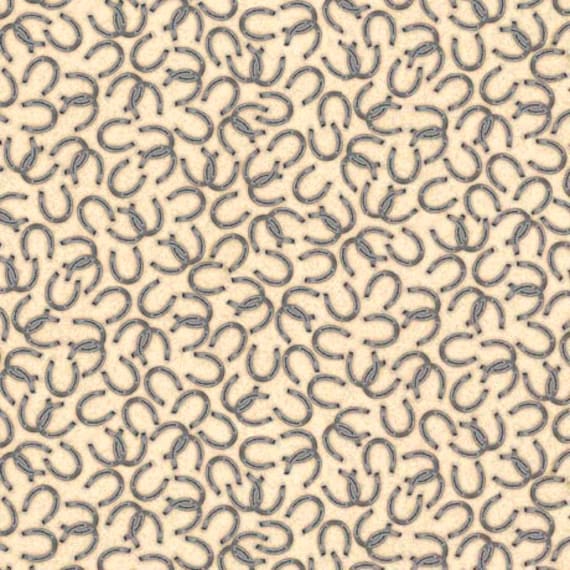 Horse Country -1/2 Yard Increments, Cut Continuously (30197-E Horseshoes Cream) by Michelle Grant for QT Fabrics