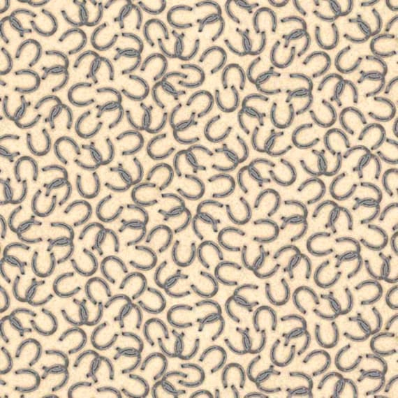 Horse Country -1/2 Yard Increments, Cut Continuously (30197-E Horseshoes Cream) by Michelle Grant for QT Fabrics