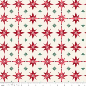 Merry Little Christmas-1/2 Yard Inkremente, fortlaufend geschnitten (C14843 Starbursts Cream) von My Mind&#39;s Eye für Riley Blake Designs