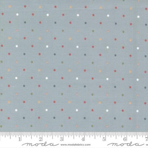 Country Rose- Fat Quarter (5175 15 Smokey Blue Magic Dot) Lella Boutique for Moda