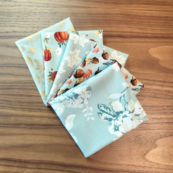 Shades of Autumn - Fat Quarter Bundle (5 Tea Green Fabrics) by My Mind's Eye for Riley Blake Designs