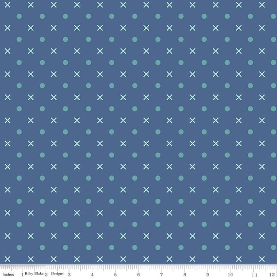 Bee Dots Wide Back -1/2 Yard Increments, Cut Continuously (WB14183 Denim) by Lori Holt for Riley Blake Designs