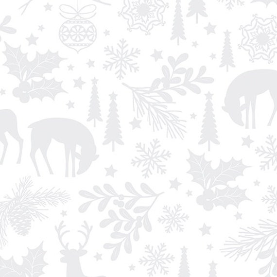 Holiday Snow-End of Bolt 30.5" (14241-09 Winter Forest White on White) by Kanvas Studio for Benartex