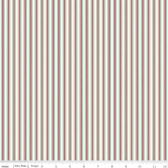 Merry Little Christmas-1/2 Yard Increments, Cut Continuously (C14847 Stripes Cream) by My Mind's Eye for Riley Blake Designs