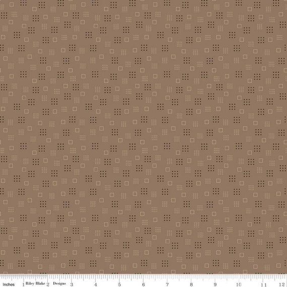 Calico -1/2 Yard Increments, Cut Continuously (C12849 Squares Chestnut) by Lori Holt for Riley Blake Designs