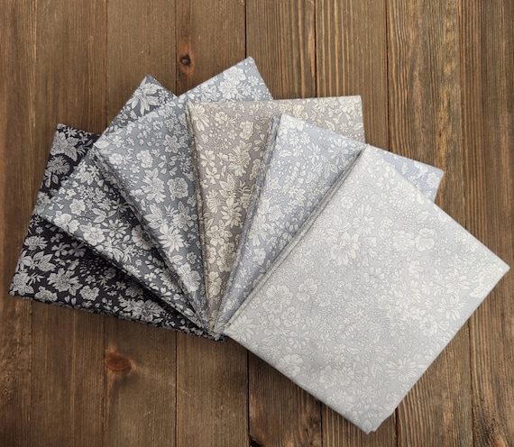 Emily Belle - Fat Quarter Bundle (6 Gray Colorway Fabrics) Liberty Fabrics for Riley Blake Designs