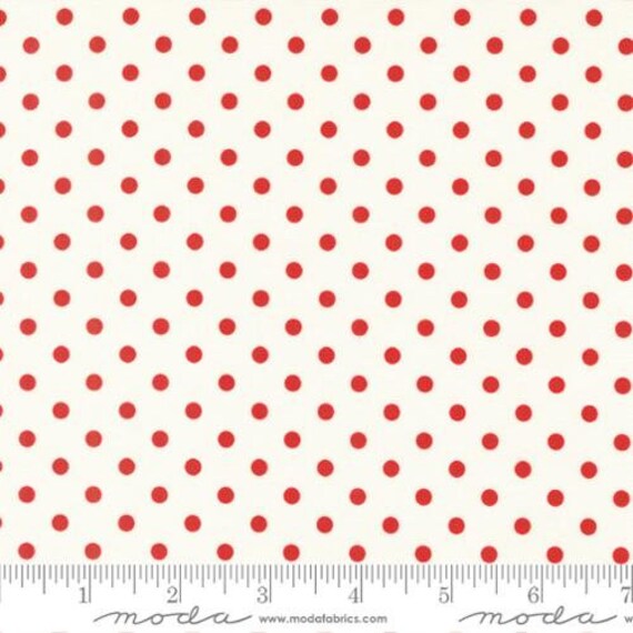 Sweet Melodies-End of Bolt 10" (21818-11 Polka Dot Ivory Red) by American Jane for Moda