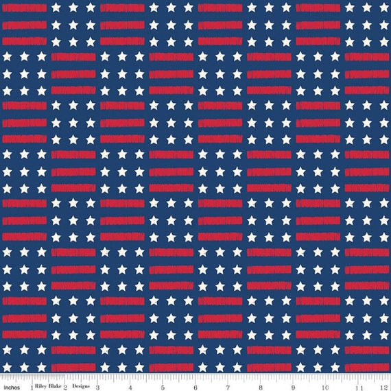 Land of the Brave- End of Bolt 22.5" (C13141 Stars and Stripes Navy) by My Mind's Eye for Riley Blake Designs