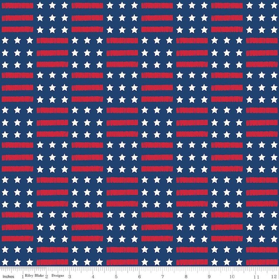 Land of the Brave- End of Bolt 22.5" (C13141 Stars and Stripes Navy) by My Mind's Eye for Riley Blake Designs