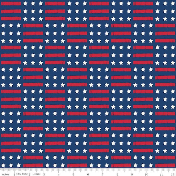 Land of the Brave- End of Bolt 22.5" (C13141 Stars and Stripes Navy) by My Mind's Eye for Riley Blake Designs