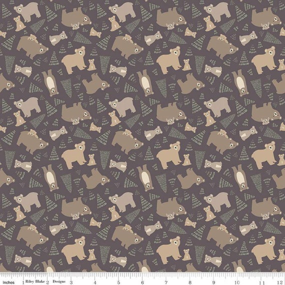 Elmer and Eloise-1/2 Yard Increments, Cut Continuously (C14241 Bears Brown) by Deena Rutter for Riley Blake Designs