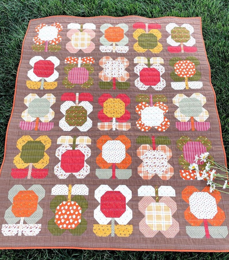 Folk Blooms Quilt Kit With Pattern Finished Size 56.5 X 69 Etsy