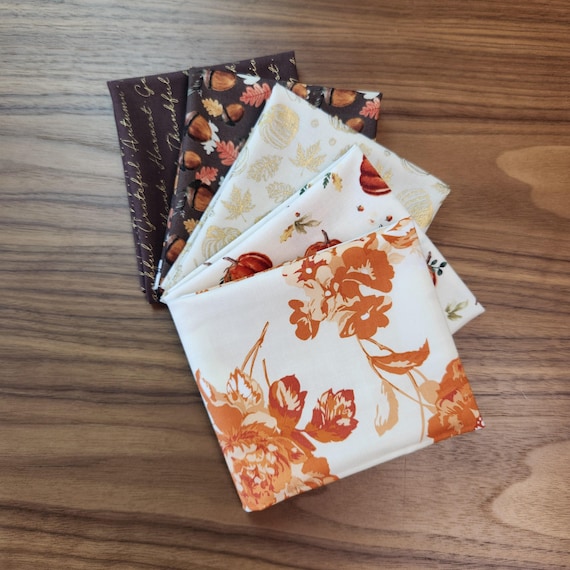 Shades of Autumn - Fat Quarter Bundle (5 Cream/Brown Fabrics) by My Mind's Eye for Riley Blake Designs