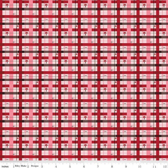 To Grandmother's House-1/2 Yard Increments, Cut Continuously (C14374 Lumberjack Plaid Pink) by Jennifer Long for Riley Blake Designs