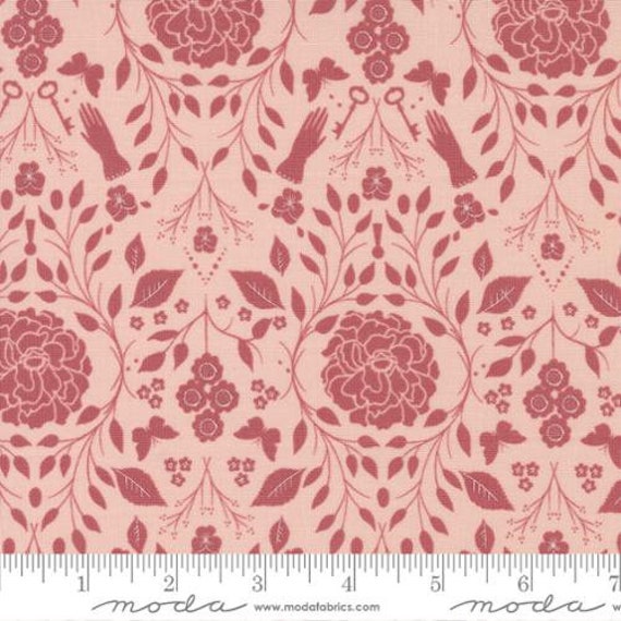 Evermore-1/2 Yard Increments, Cut Continuously (43152-12 Garden Gate Strawberry Cream) by Sweetfire Road for Moda