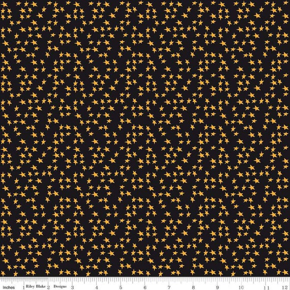 Beggar's Night - 1/2 Yard Increments, Cut Continuously (C14504 Stars Black) by Sandy Gervais for Riley Blake Designs