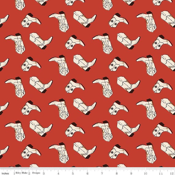 Wild Rose-1/2 Yard Increments, Cut Continuously (C14043 Boots Red) by Riley Blake Designs