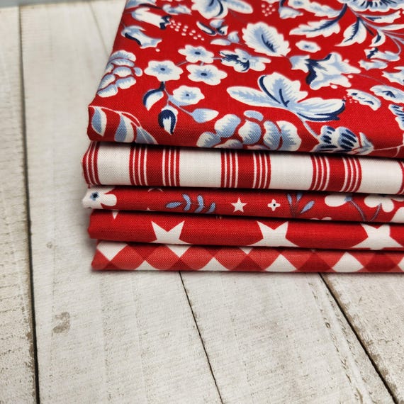 Freedom Garden - Half Yard Bundle (5 Red Fabrics) by My Mind's Eye for Riley Blake Designs