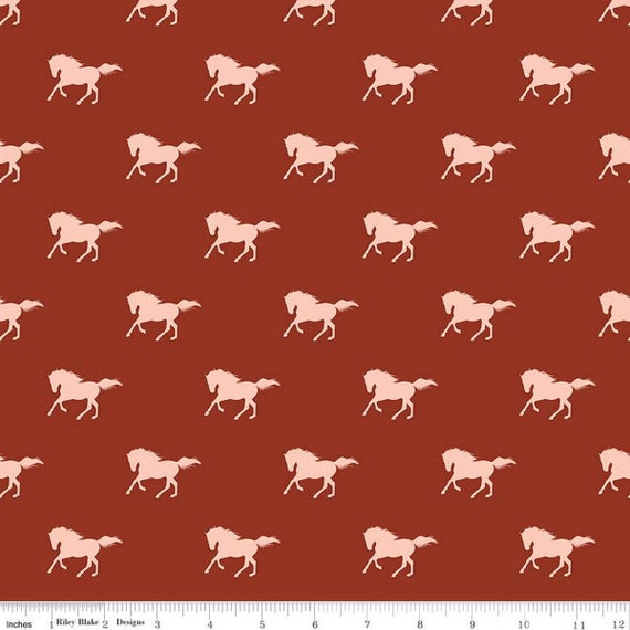 Santa Fe - 1/2 Yard Increments, Cut Continuously (C13382 Horses Rust) by Gabrielle Neil Design for Riley Blake Designs