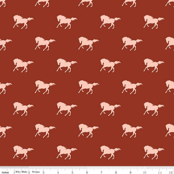 Santa Fe - 1/2 Yard Increments, Cut Continuously (C13382 Horses Rust) by Gabrielle Neil Design for Riley Blake Designs