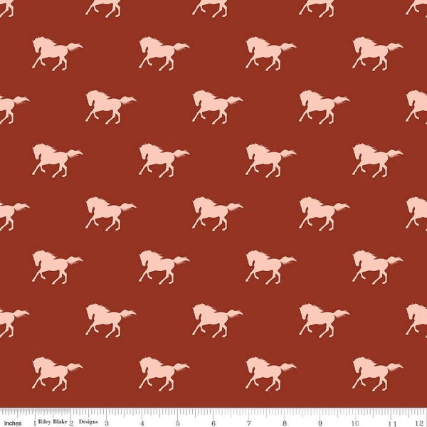 Santa Fe - 1/2 Yard Increments, Cut Continuously (C13382 Horses Rust) by Gabrielle Neil Design for Riley Blake Designs