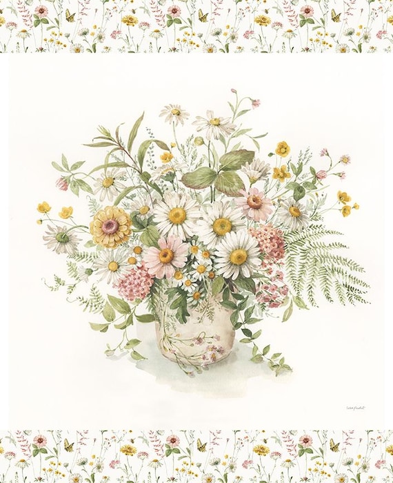 Love Me More Flower Bouquet Panel 36"x43" (PD15637) by Lisa Audit for Riley Blake Designs