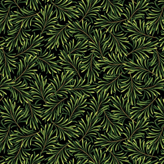 Boughs of Beauty - 108" Wide Back - 1/2 Yard Increments, Cut Continuously (9661W-42 Black/Green) by Kanvas Studio for Benartex
