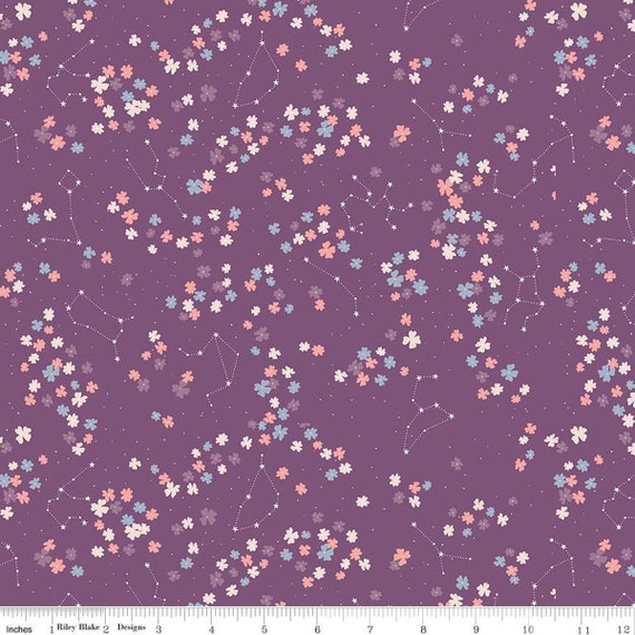 Moonchild-1/2 Yard Increments, Cut Continuously (C13823 Constellations Grape) by Fran Gulick for Riley Blake Designs
