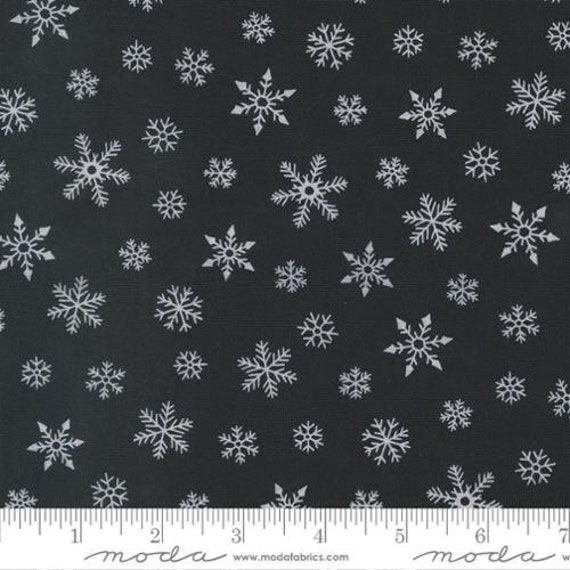 Holidays At Home-1/2 Yard Increments, Cut Continuously (56077-13 Snowflakes Charcoal Black) by Deb Strain for Moda