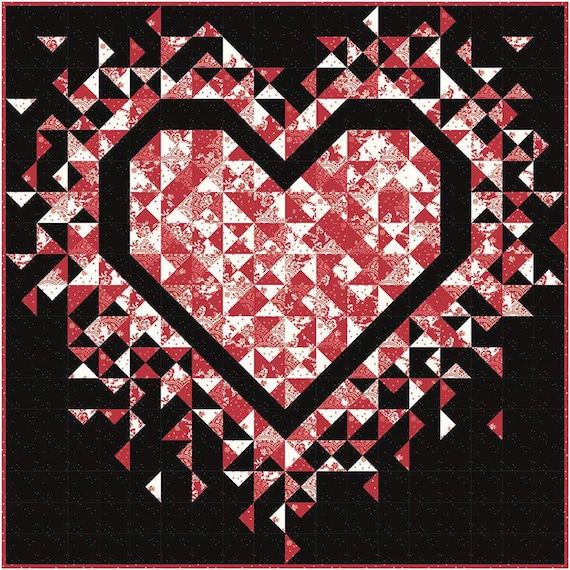Mini Exploding Heart Quilt PAPER Pattern - Finished Size 36" x 36” - by Slice of Pi Quilts