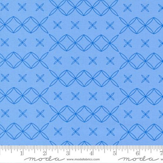 Rainbow Sherbet-1/2 Yard Increments, Cut Continuously (45025-20 Geometric X's Blueberry) by Sariditty for Moda