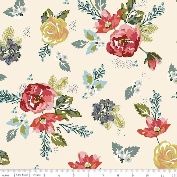 Bellissimo Gardens-1/2 Yard Increments, Cut Continuously (C13830 Main Cream) by My Minds Eye for Riley Blake Designs