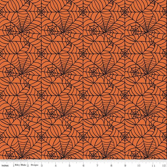 Sophisticated Halloween-1/2 Yard Increments, Cut Continuously (C14622 Spiderweb Orange) by My Minds Eye for Riley Blake Designs