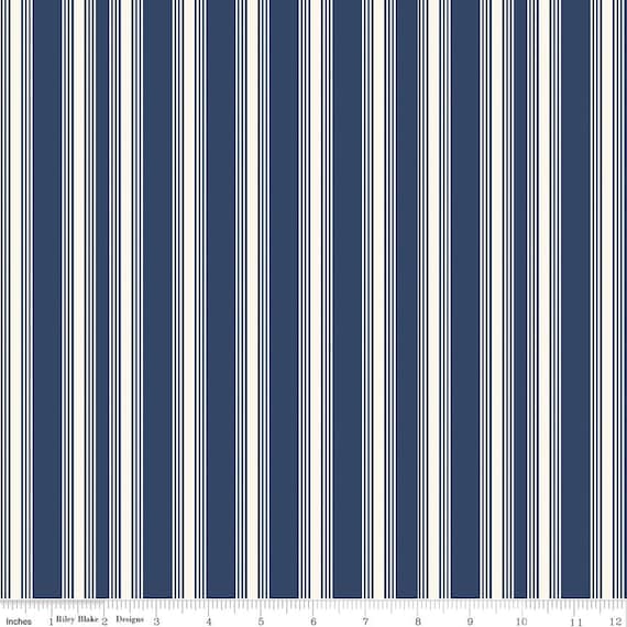 Freedom Garden - 1/2 Yard Increments, Cut Continuously (C15623 Stripes Blue) by My Mind's Eye for Riley Blake Designs