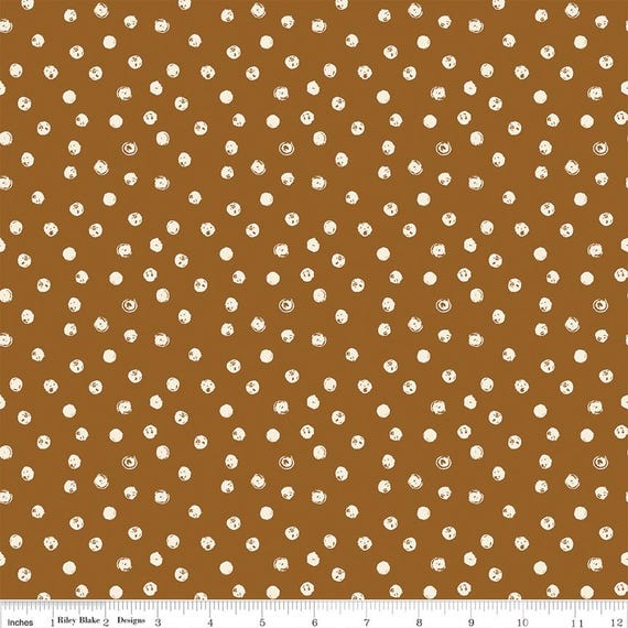Blush 'n Butterscotch-1/2 Yard Increments, Cut Continuously (C15593 Dots Cinnamon) Simple Simon & Company for Riley Blake Designs