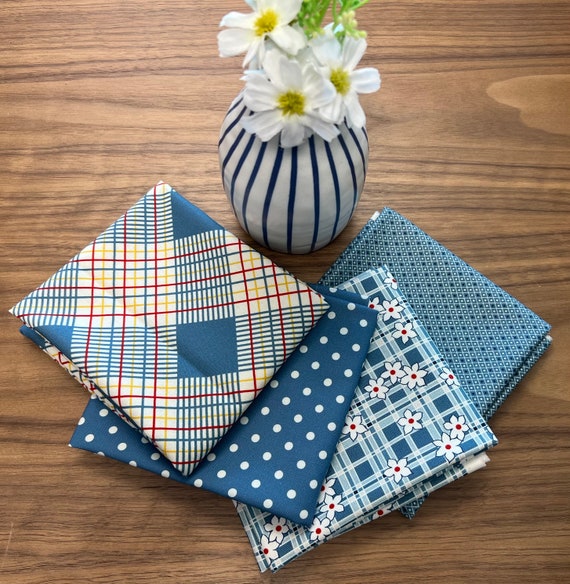 Sweet Melodies-Fat Quarter Bundle (4 Blue Fabrics) by American Jane for Moda