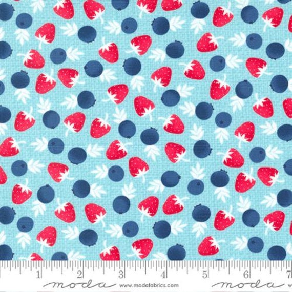 Berry Basket-1/2 Yard Increments, Cut Continuously (24151-15 Berries Blue Raspberry) by April Rosenthal for Moda