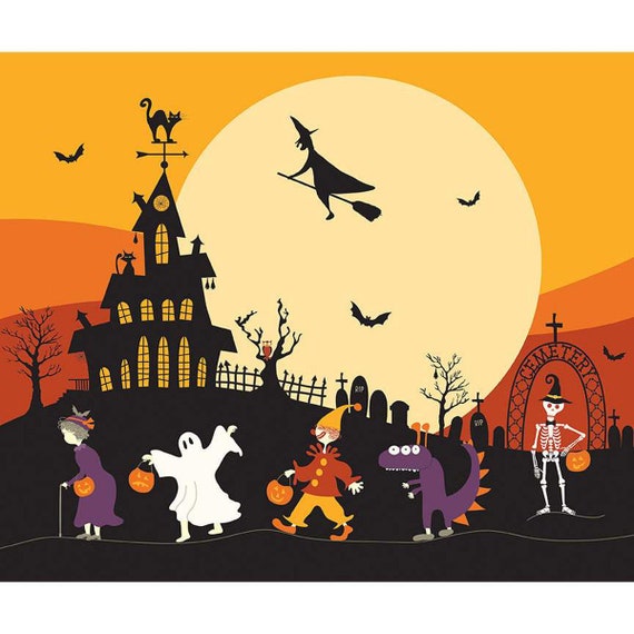 Beggar's Night - Trick-or-Treat Panel (P14509) by Sandy Gervais for Riley Blake Designs