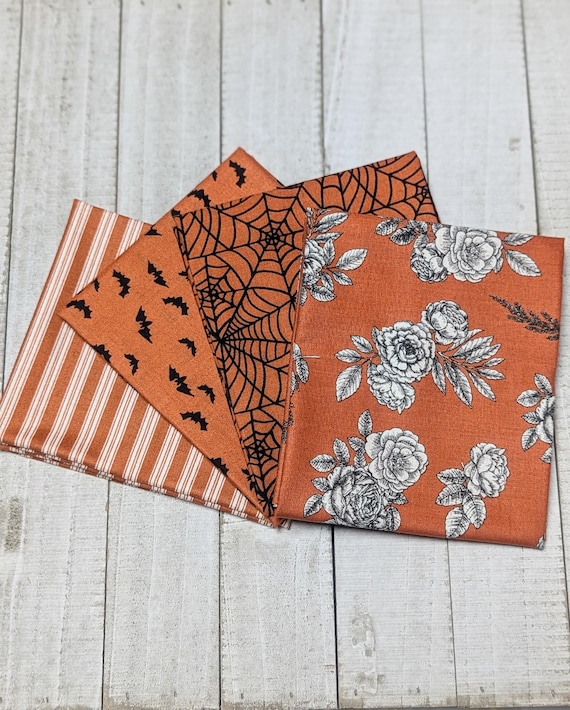Sophisticated Halloween - Fat Quarter Bundle (4 Orange Fabrics) by My Minds Eye for Riley Blake Designs