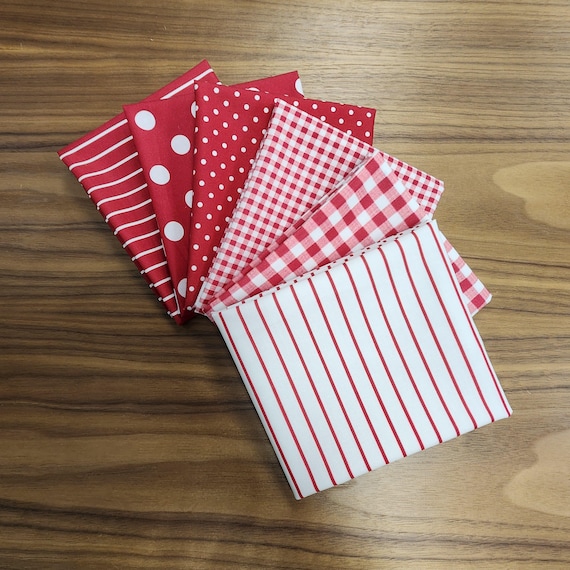 Dots and Stripes - Fat Quarter Bundle (6 Red/White Fabrics) by QT Fabrics