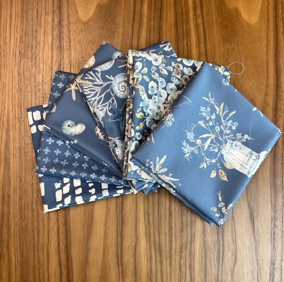 Blue Escape Coastal-Fat Quarter Bundle (6 Colonial Fabrics) by Lisa Audit for Riley Blake Designs