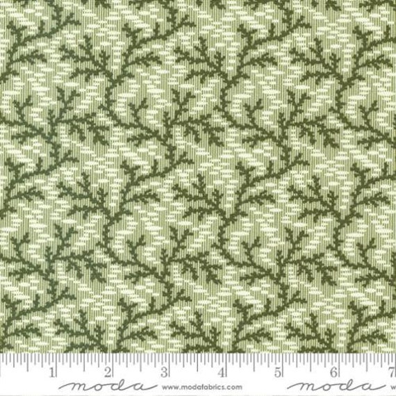 Joyful Gatherings-1/2 Yard Increments, Cut Continuously (49211-21 Evergreen Sprigs Evergreen) by Primitive Gatherings for Moda