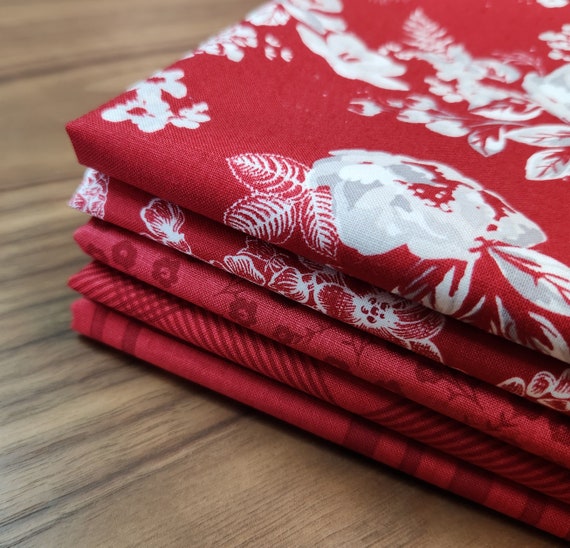 Heirloom Red-Half Yard Bundle (5 Red Fabrics) by My Mind's Eye for Riley Blake Designs