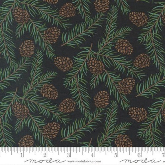 Holidays At Home-1/2 Yard Increments, Cut Continuously (56076-23 Pinecones Charcoal Black) by Deb Strain for Moda